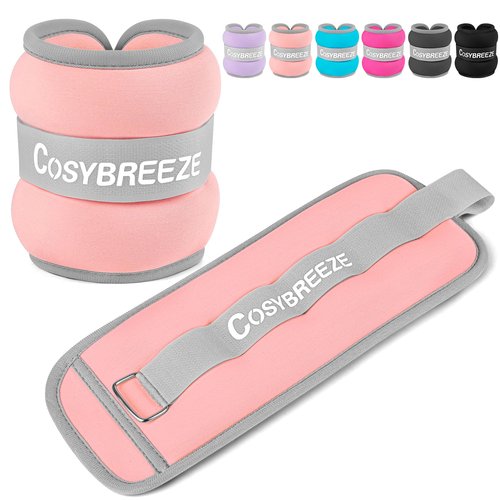 Ankle Weights 2LB 1 Pair Wrist Leg Arm Weights for Women Men, Strength Weighted for Walking, Running, Jogging, Fitness, Gym Workout - Light Pink
