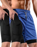 Skiennix Men's 2-in-1 Running Gym Shorts - 7 Inch Workout Shorts with Pockets & Towel Loop | 2 Pack
