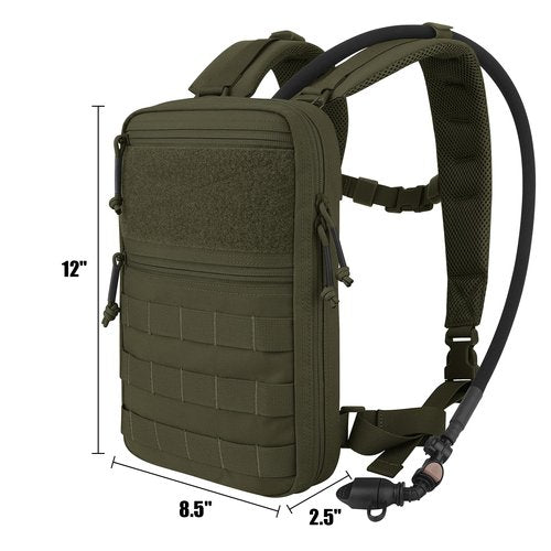 PETAC GEAR Tactical Hydration Pack for 1.5L - Lightweight Water Reservoir Heavy Duty Molle Backpack for Hiking, Cycling, Running, Hunting（BK）