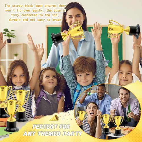 Mini Trophies - 8 Pcs 6-Inch Plastic Gold Trophy Cups for Kids Sports Tournaments & Party Favors