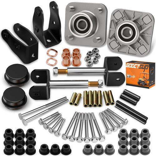GODCTSUP Golf Cart Deluxe Front End Repair Kit for Club Car Precedent 2004-Up Gas&Electric, Club Car Precedent Rebuild Kit with Front Wheel Hub Bearing King Pin Bushings Full Sets