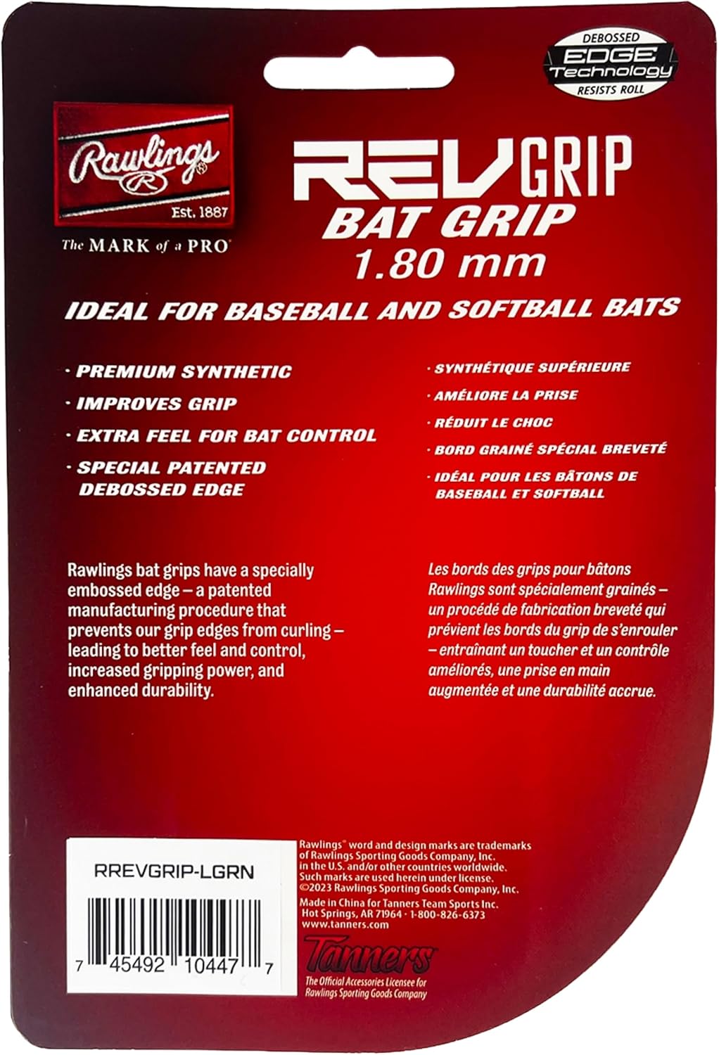 Rawlings Bat Grip - 1.00mm, 1.80mm, 2.75mm | Durable Baseball & Softball | Multiple Colors Available