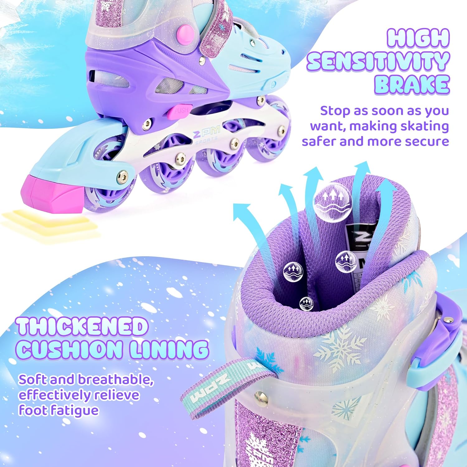 2PM SPORTS Inline Skates for Kids | Adjustable Light-Up Roller Skates for Ages 5-12