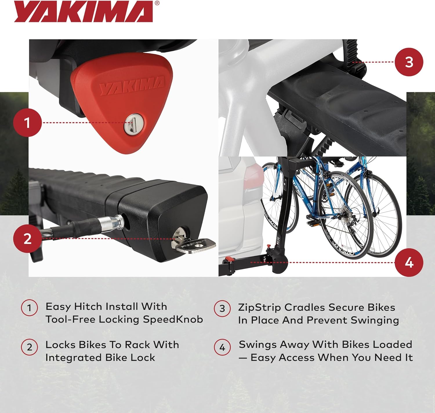 Yakima 4-Bike Hitch Mount Carrier - Heavy-Duty Swing-Away Bike Rack for Cars, Trucks & SUVs