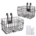 2 Pack Rear Bike Basket Folding Front Bike Basket Rust Proof Wire Mesh Bicycle Basket Mountain Bike Frame Basket Fold-Up Bike Cargo Rack