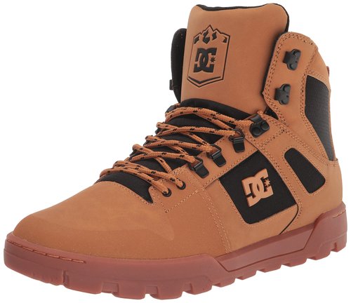 DC Men's Pure High-Top Water Resistant Boot Skate Shoe WHEAT/BLACK 8