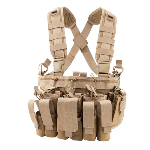 TACNEX Chest Rig with Removable Mag Pouches Customizable MOLLE Panel Modular Gear Carrier Harness (Brown)