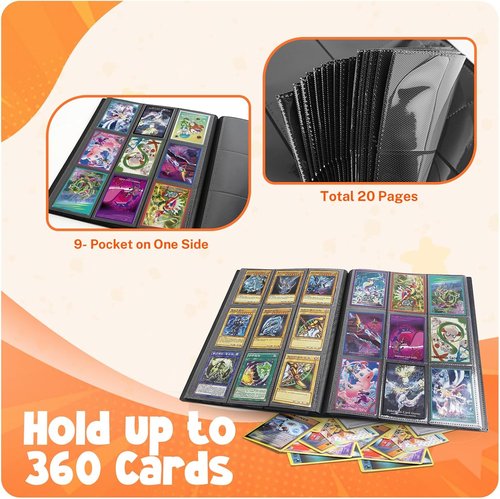 Card Binder - Premium 9 Pocket Trading Card Album | 360 Card Capacity for MTG, TCG & Baseball Cards - Black
