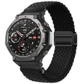 PONATTENO Braided Band Compatible For Amazfit T-Rex 3, Magnetic Adjustable Buckle Design, Breathable Soft Elastic Replacement Strap Sport Wristband For T-Rex 3 48mm (Black)