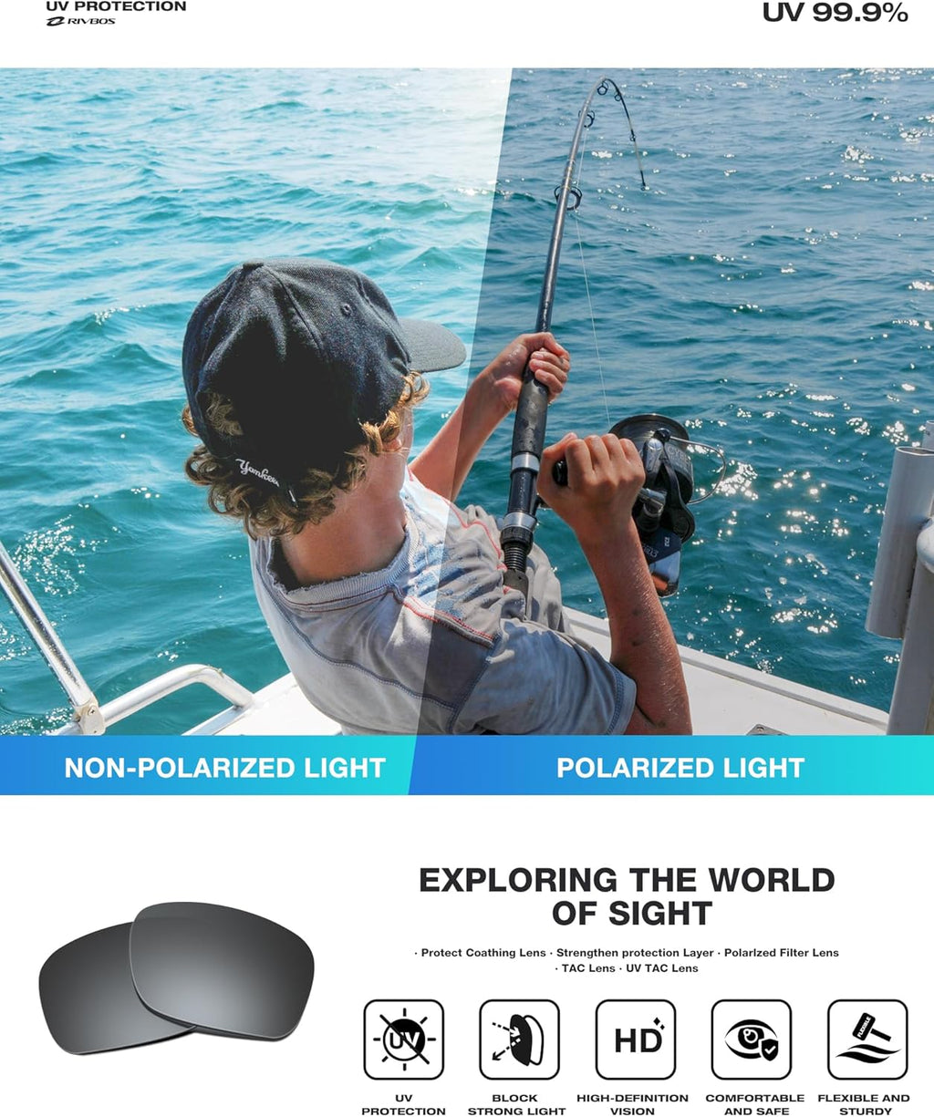 RIVBOS Polarized Sports Sunglasses - TR90 Frame for Men & Women | Ideal for Cycling, Fishing, Running