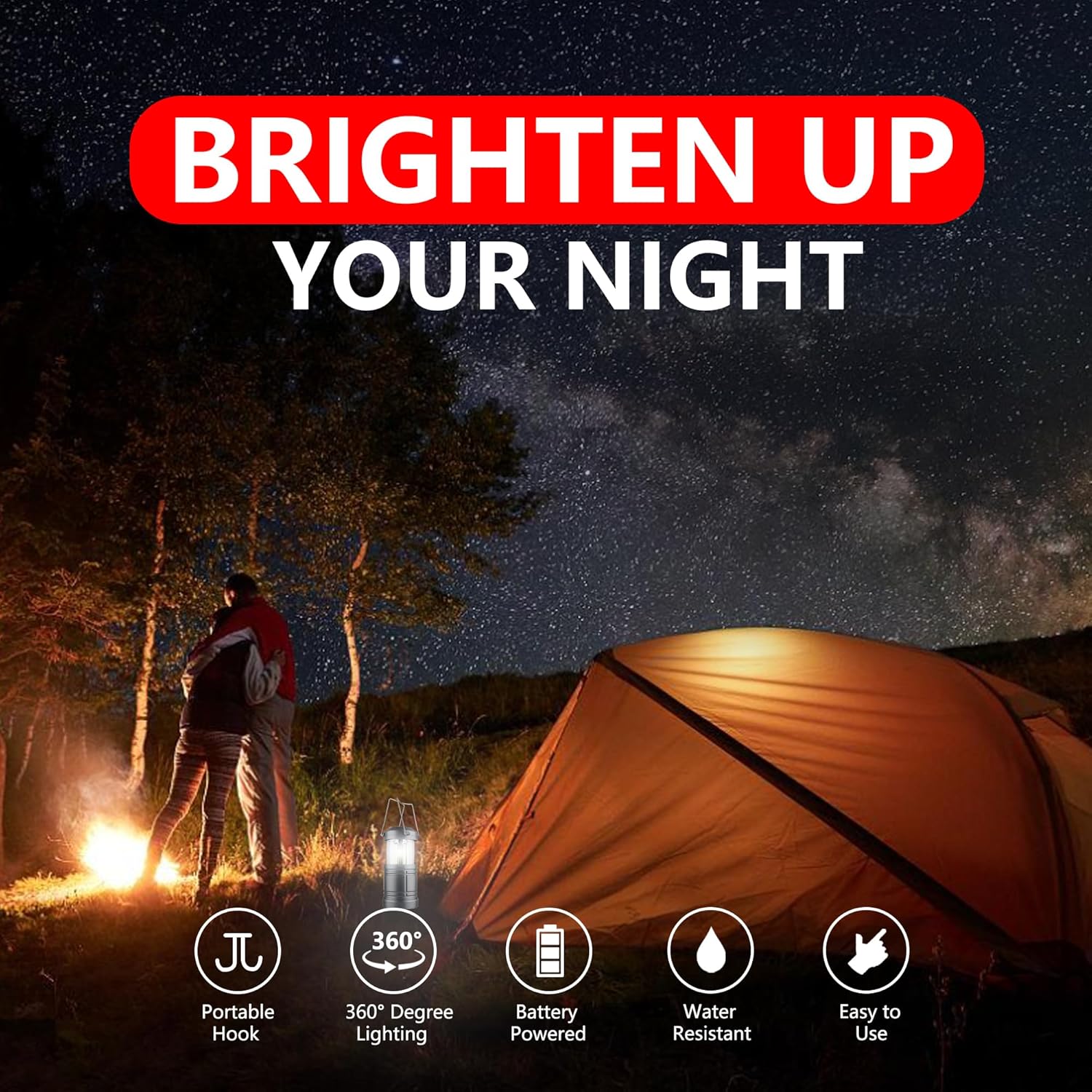 Skiennix LED Camping Lantern - Battery Powered Emergency Light for Camping | 4-Pack