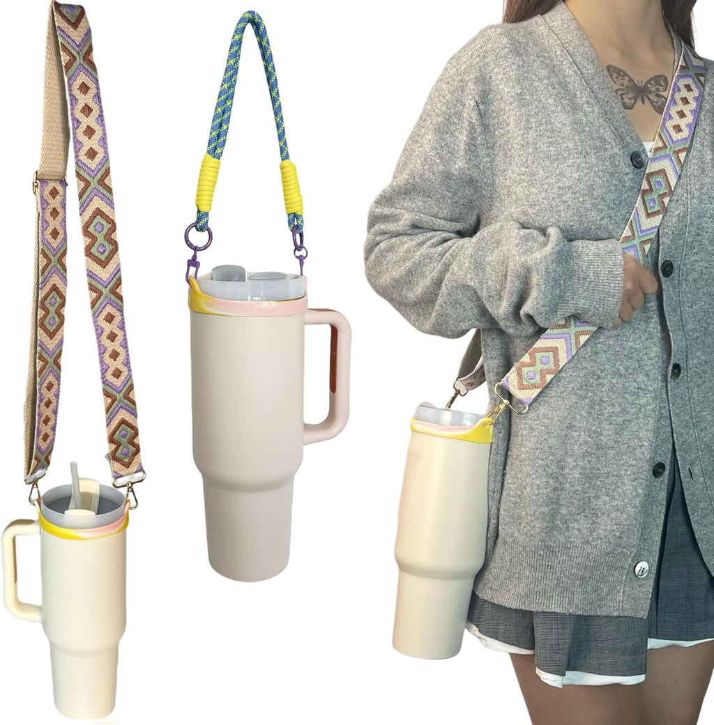 Stanley Cup Removable Water Bottle Carrier Strap - Lanyard Holder for 40/30/20 Oz Tumblers | Purple
