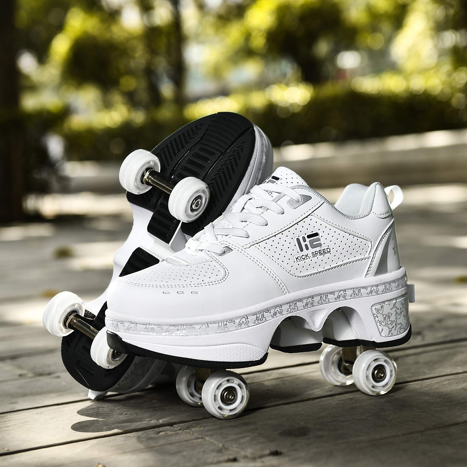 TAILORIA Four-Wheel 2-in-1 Roller Skate Shoes Unisex Roller Shoes & Sneakers Detachable Skate Shoes Kids Sneakers Shoes with Wheels Skating Roller Skates