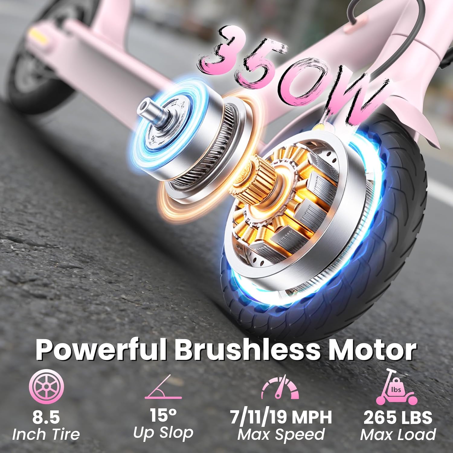 WERHY Foldable Kids Electric Scooter - 350W Motor, 12/16 Miles Range, 19 MPH Speed, Lightweight Design