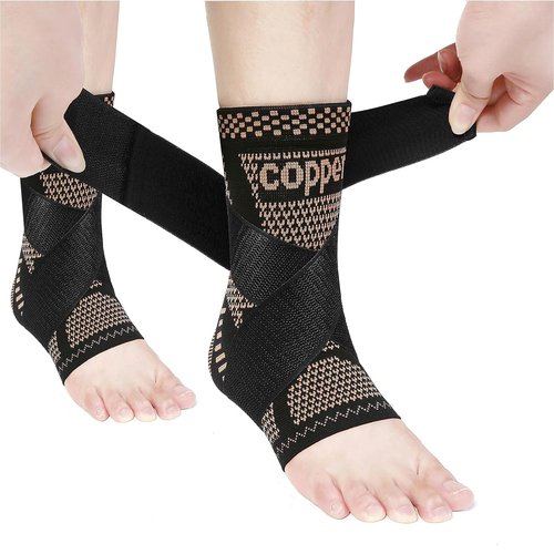 Copper Ankle Brace - Copper Infused Support Sleeve for Men & Women | Pain Relief for Plantar Fasciitis & Sprains