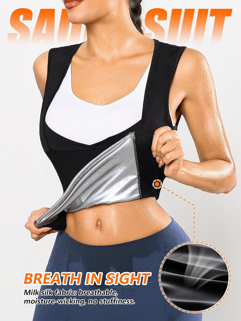 Skiennix Women's Sauna Sweat Vest | Breathable Dual-Zone Waist Trainer for Yoga & Fitness