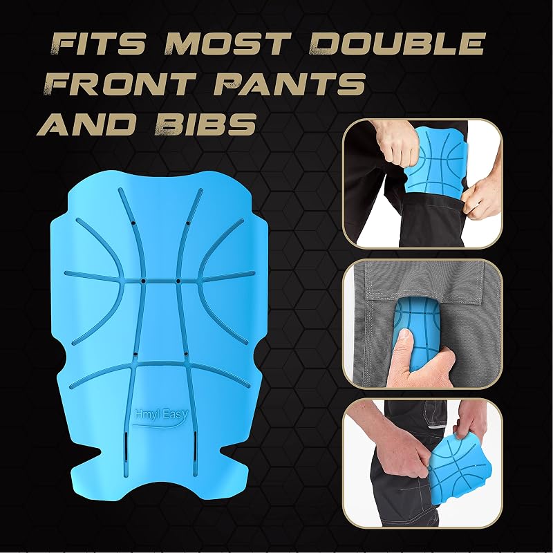 Breathable No Strap Knee Pads for Work Pants & Uniforms, 3 Pairs 11.5 x 7.9 x 0.45 in, Blue
