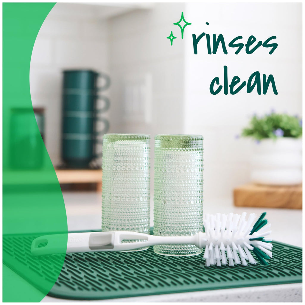 Scotch-Brite Glass and Water Bottle Brush, Long-Lasting, Safe on Glassware, Shaker Bottles, Food Processors, & More, Non-Slip Handle, Durable, Reusable, Clean in Top Rack of Your Dishwasher