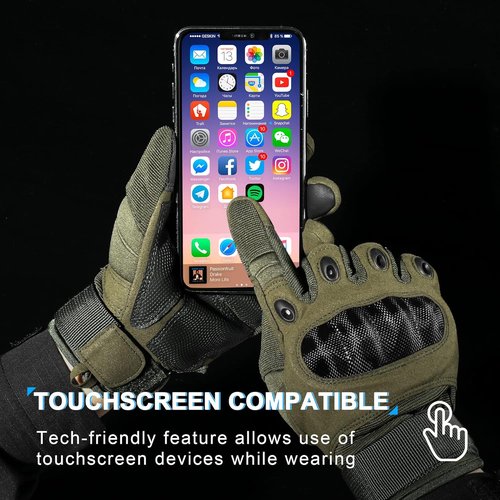 Motorcycle Tactical Gloves for Men - Touchscreen, Hard Shell & Palm Padding for Airsoft Paintball Hunting Hiking Camping Climbing Sports Cycling Gloves