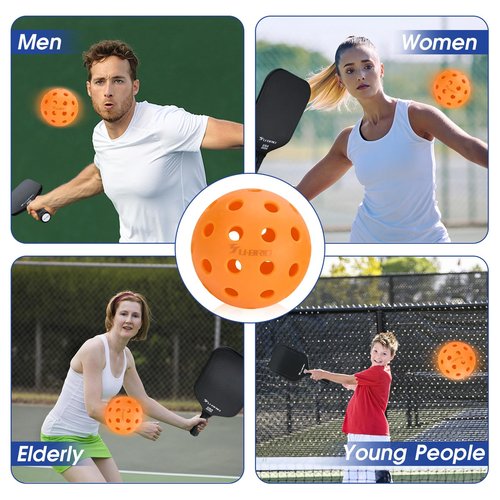 U-BRIO Pickleball Balls, 40 Holes Outdoor Pickleball Balls Orange 12 Pack High Bounce Stable Trajectory Stylish Durable Crack-Resistant Pickleballs.