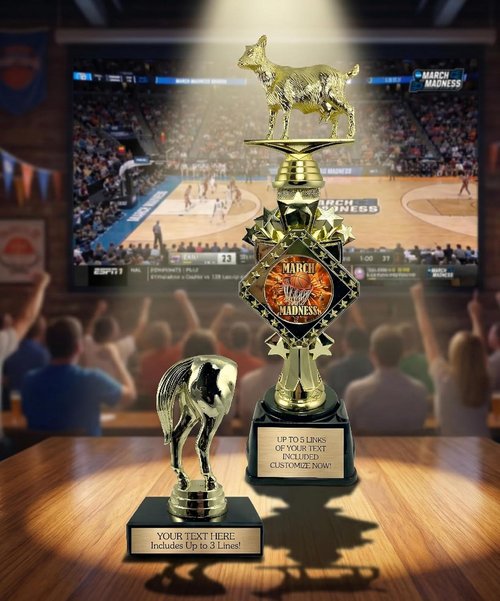 Awards4U Goat and Horse Butt Trophy Set - Personalized First and Last Place Trophies with Custom Plates