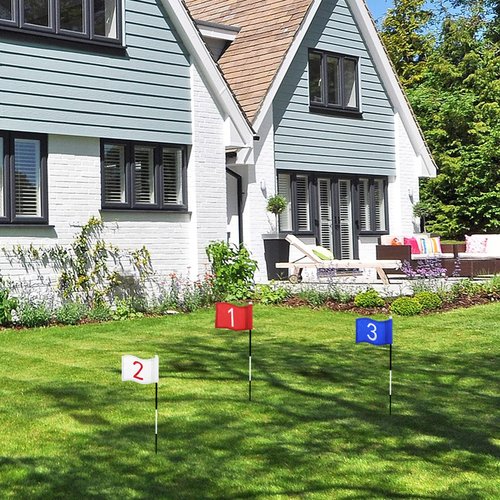 3 Pieces Golf Flag with Tube Inserted, 420D Nylon Mini Flags for Putting Green, Yard, Indoor Outdoor Backyard Garden, Portable, Numbered, 8 x 6 Inch