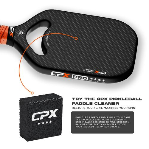 CPX Pro Carbon Fiber Pickleball Paddle - Professional Grade, Matte Finish, Honeycomb Core, Tennis Style Grip - Edgeless Paddle Designed in Chicago, USA (Black, Pro)