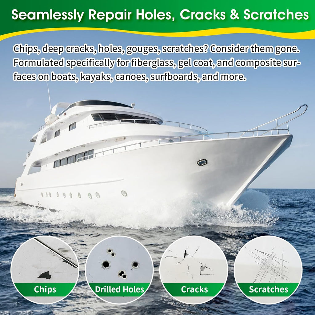 Skiennix Marine Fiberglass Repair Kit - 120g Gel Coat Epoxy Filler for Boats | Fix Holes, Chips & Cracks