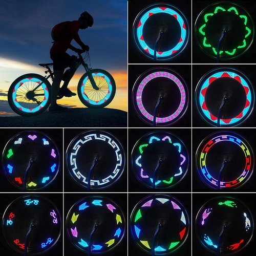 Bike Wheel Lights, LED Waterproof Bicycle Spoke Lamp, Bright Safety Tire Lights with Auto ON/Off, 30pcs Changes Patterns Cool Tire Lighting for Mountain Road Bikes/Hybrid/Folding Bike-1 Pack