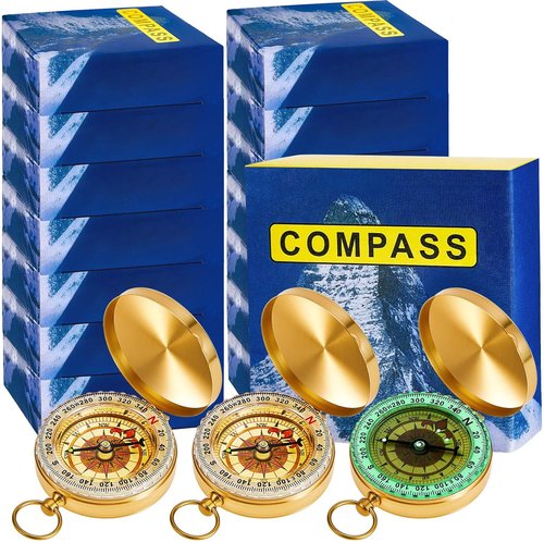 Dunzy Glow in The Dark Camping Survival Compass - Metal Pocket Tool for Hiking & Navigation