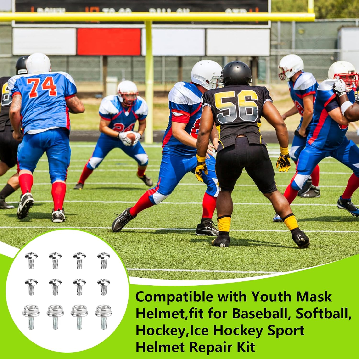 Skiennix Universal Helmet Mask Screw - Compatible with Youth Football, Baseball & Hockey Helmets | Stabilization System to Reduce Head Injury