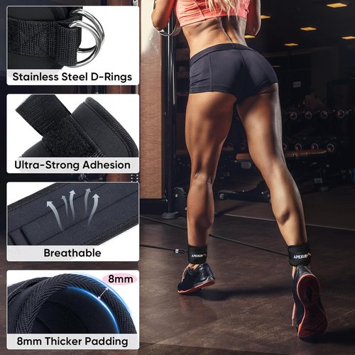 APEXUP Adjustable Ankle Weights - 10lbs/Pair with Ankle Strap for Cable Machine Training