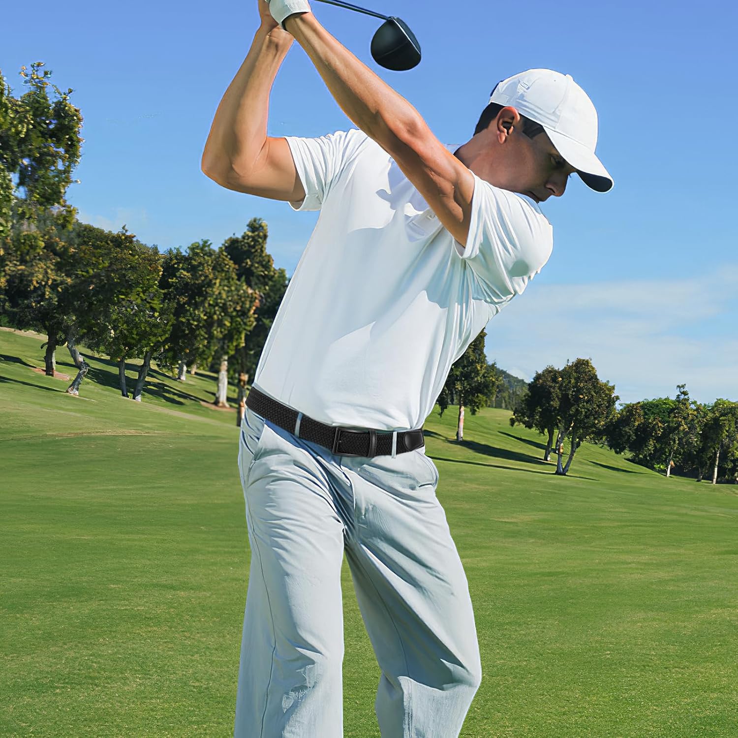 Beltroad Elastic Braided Golf Belt - Lightweight No-Hole Design | Breathable Stretch for Casual Wear