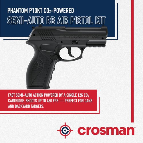 Crosman Phantom P10KT CO2 Air Pistol Kit - Semi-Automatic BB Gun for Target Shooting