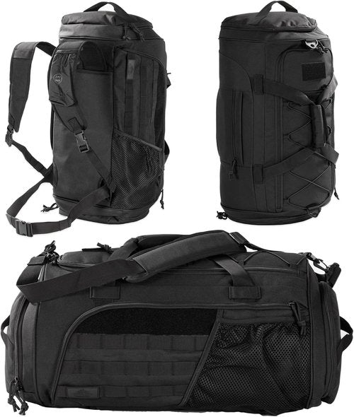 Military Duffle Backpack by Gym Bag - Heavy Duty Travel Weekender with Shoe Compartment & 60L Capacity