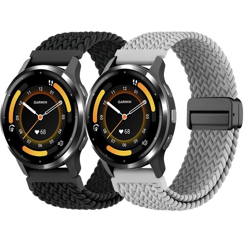 Elastic Bands for Garmin Forerunner 265/255/Venu 4 45mm/Forerunner 570(47mm)/Vivoactive 4/Venu 3/Venu 2 Watch Bands, 22mm Magnetic Braided Soft Nylon Straps for Amazfit Bip 6/5,GTR 3,GTR 2,2e Women Men