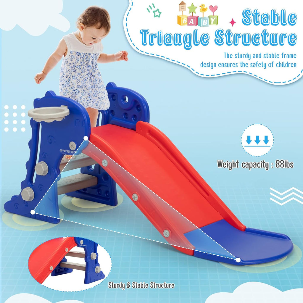 Nyeekoy Toddler Slide - 3-in-1 Kids Climber Playset with Basketball Hoop | Indoor & Outdoor Fun