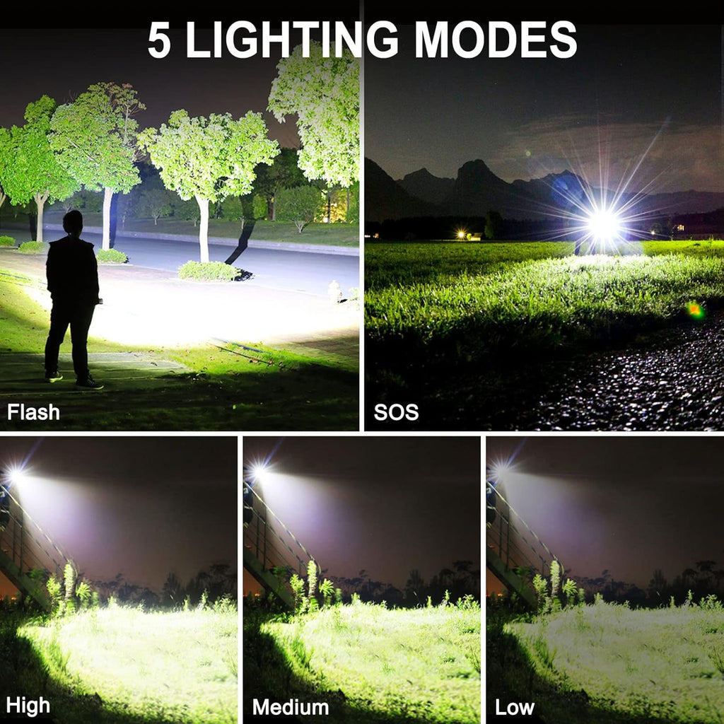 OMALIGHT Rechargeable LED Flashlight - 90,000 Lumens Super Bright Tactical Light | Waterproof, Zoomable, 10 Modes