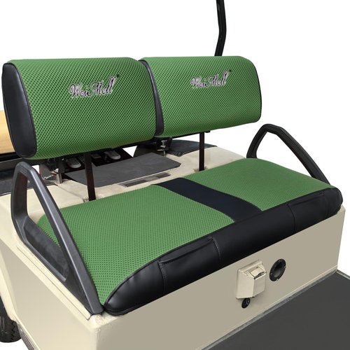 WEIMELL Golf Cart Seat Covers Fit Club Car DS Pre-2000 Front Seat Covers for Regular Cushions Breathable Thicken Mesh with Vinyl Leather No Nail Gun Easy to Install Black & Green