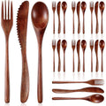 Geiserailie 24 Pcs Wooden Utensils Set - Spoons, Forks & Knives (Variation 24)