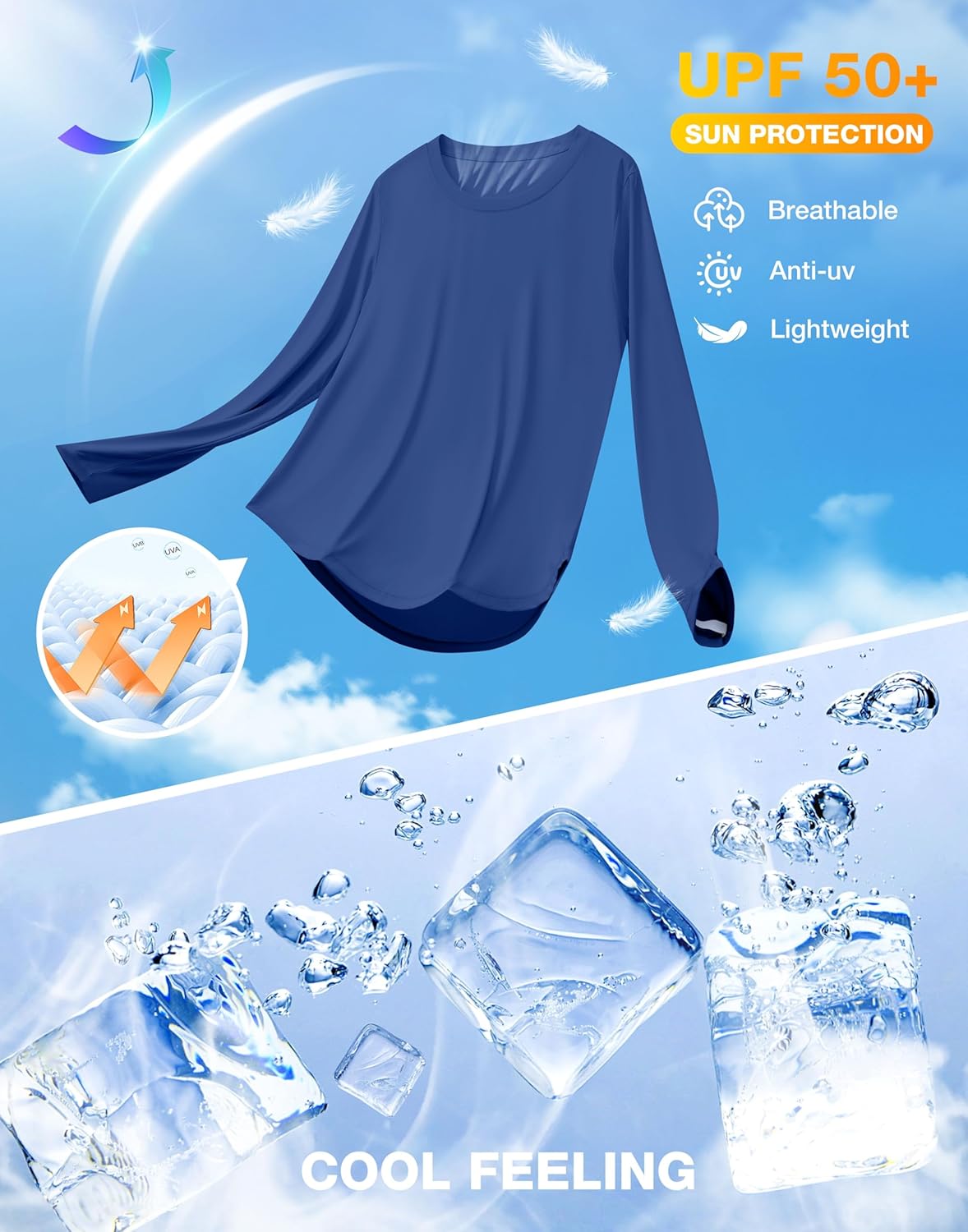 Soothfeel Women's Sun Shirt - UPF 50+ Long Sleeve SPF UV Protection for Hiking & Workouts | Lightweight Quick-Dry