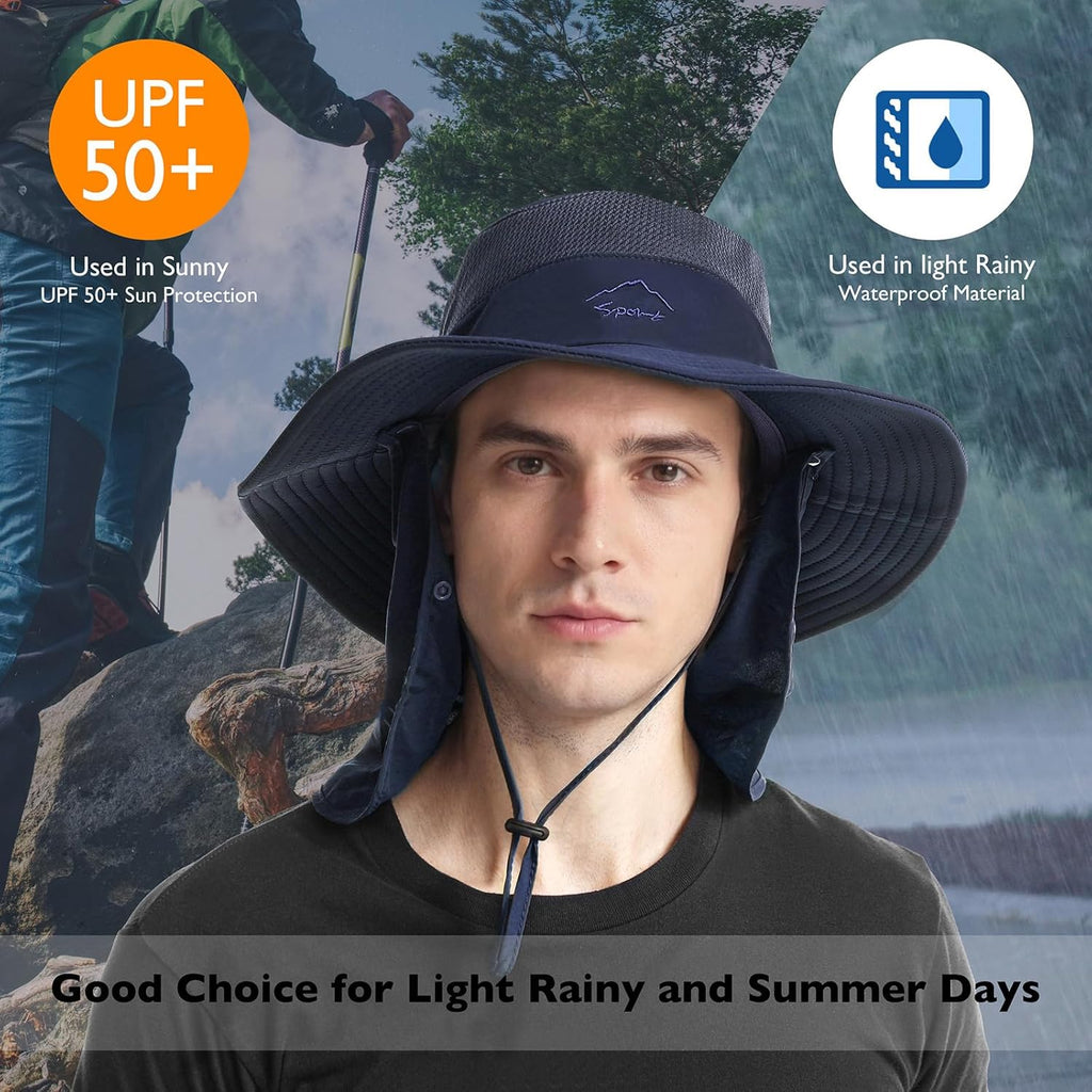 Sun Hats | Wide Brim Bucket Hat by [Brand Name] - UV Protection with UPF 50+ Face Cover & Neck Flap