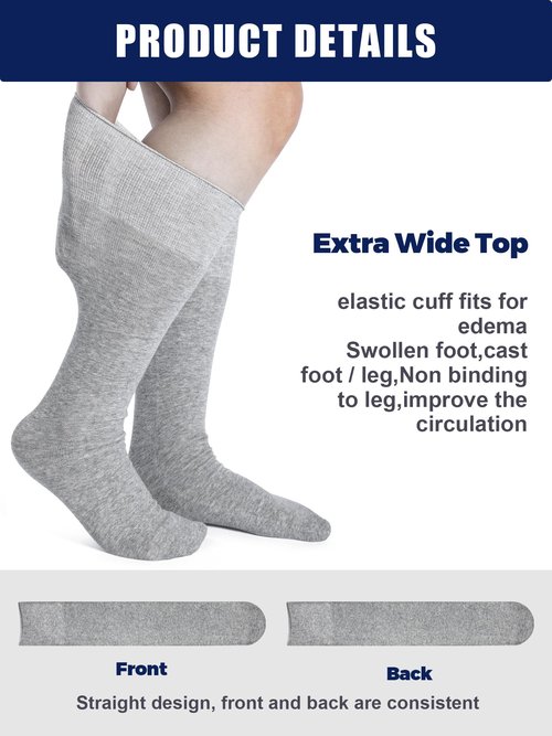 Shihanee 5 Pairs Seamless Walking Boot Socks Over The Calf Loose Fit AFO Tube Socks Liner for Cam Walker Orthopedic Boot Cast(Gray)