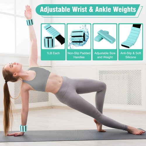 Pilates Equipment Kit for Home Workout, Pilates Ring and Ball Set for Women, 14'' Magic Circle Essentials Accessories Kit with Wrist Weights, Resistance Bands, Yoga Strap, Core Sliders, Socks, Bag