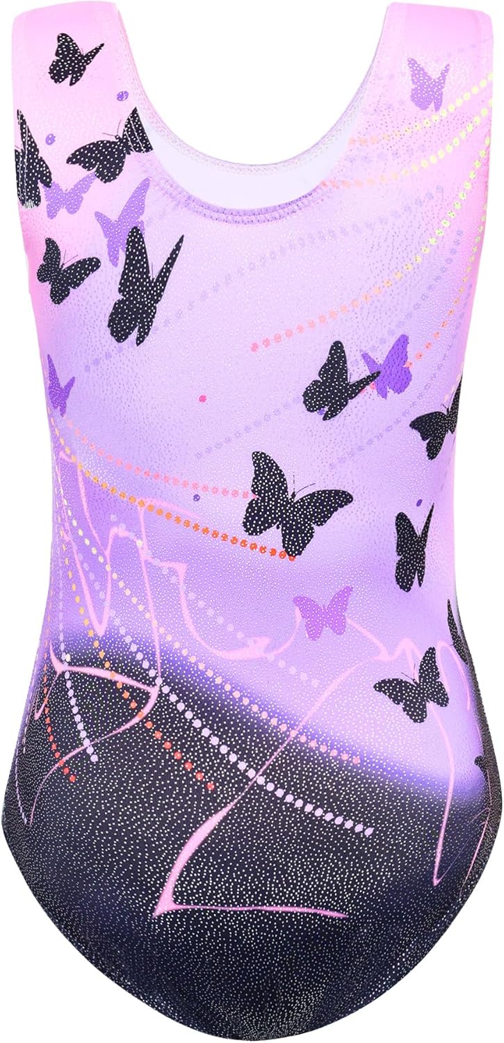 Regine Switzerland Gymnastics Leotards for Girls - Shiny 2-Piece Sleeveless Set with Shorts (Ages 4-12)