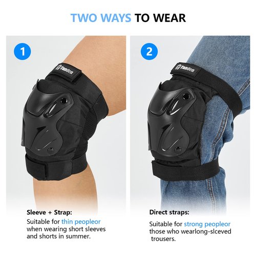 Tanden Skating Protective Gear Adult Knee and Elbow Pads Wrist Guards for Roller Skating Skateboarding, Skate Pads Adult Knee Pads for Men Women Black