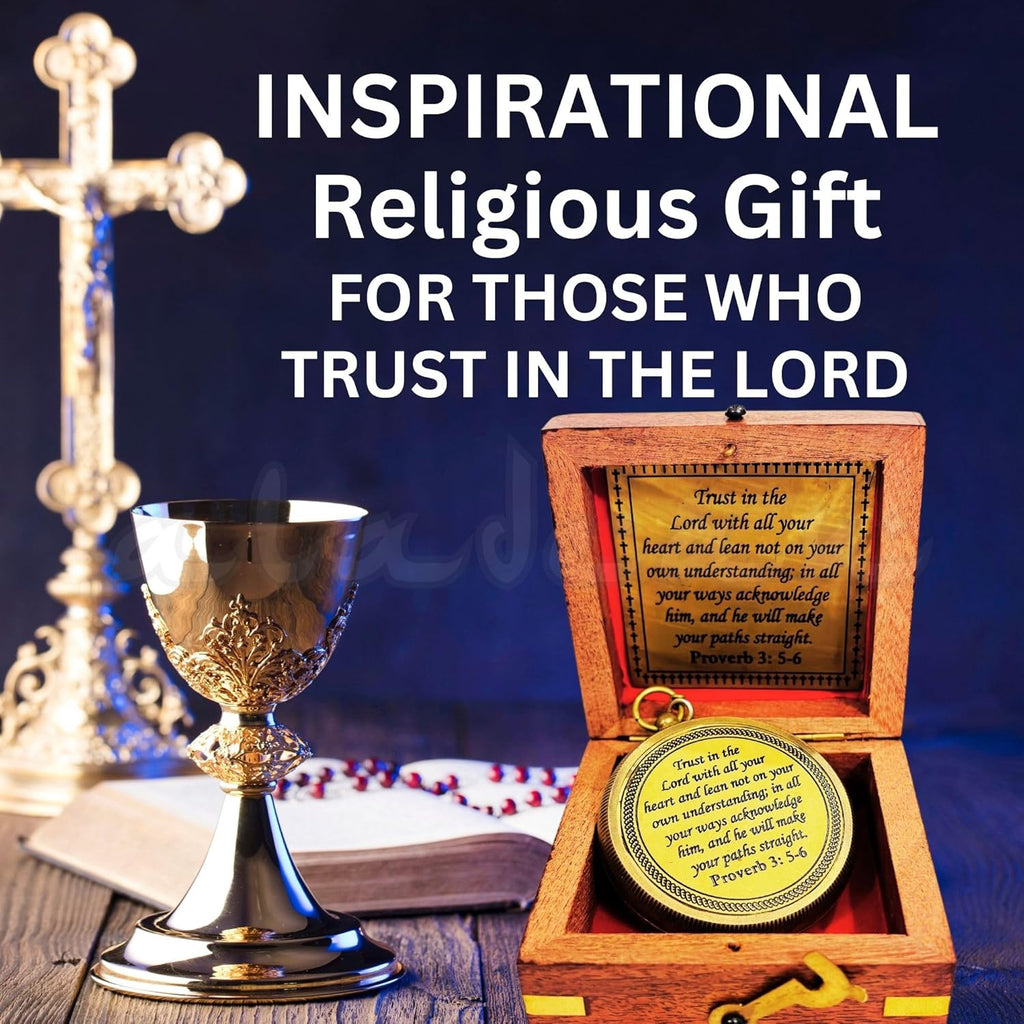 Trust In The Lord - Proverbs 3:5-6 Engraved Compass | Inspirational Gift for Men & Boys