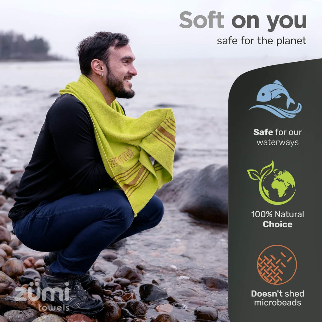 Zumi 100% Cotton Quick Dry Travel Towel - Soft, Compact & Highly Absorbent | Gray, Ideal for Beach & Gym