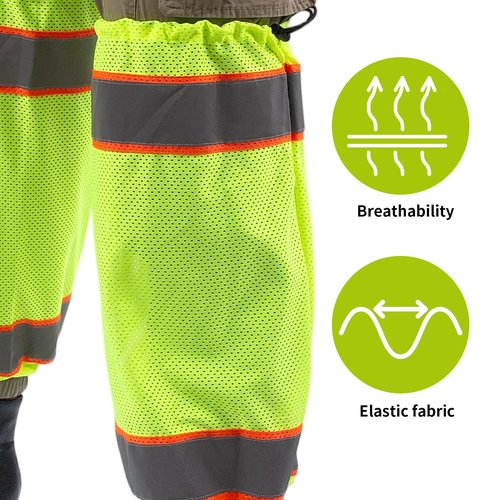 High Visibility Reflective Unisex-adult Work Leg Gaiter,Hi Vis Reflective Classic Two-tone Mesh Leg Gaiters (Yellow)