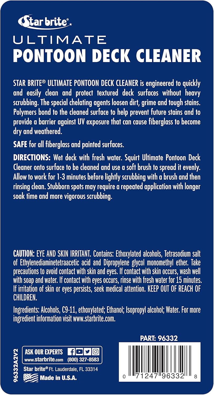 STAR BRITE Ultimate Pontoon Deck Cleaner - Effectively Lifts Dirt & Stains from All Surfaces - 32 OZ